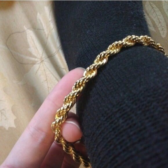 14kt Italy stamped gold Thick rope chain anklet - Picture 4 of 4